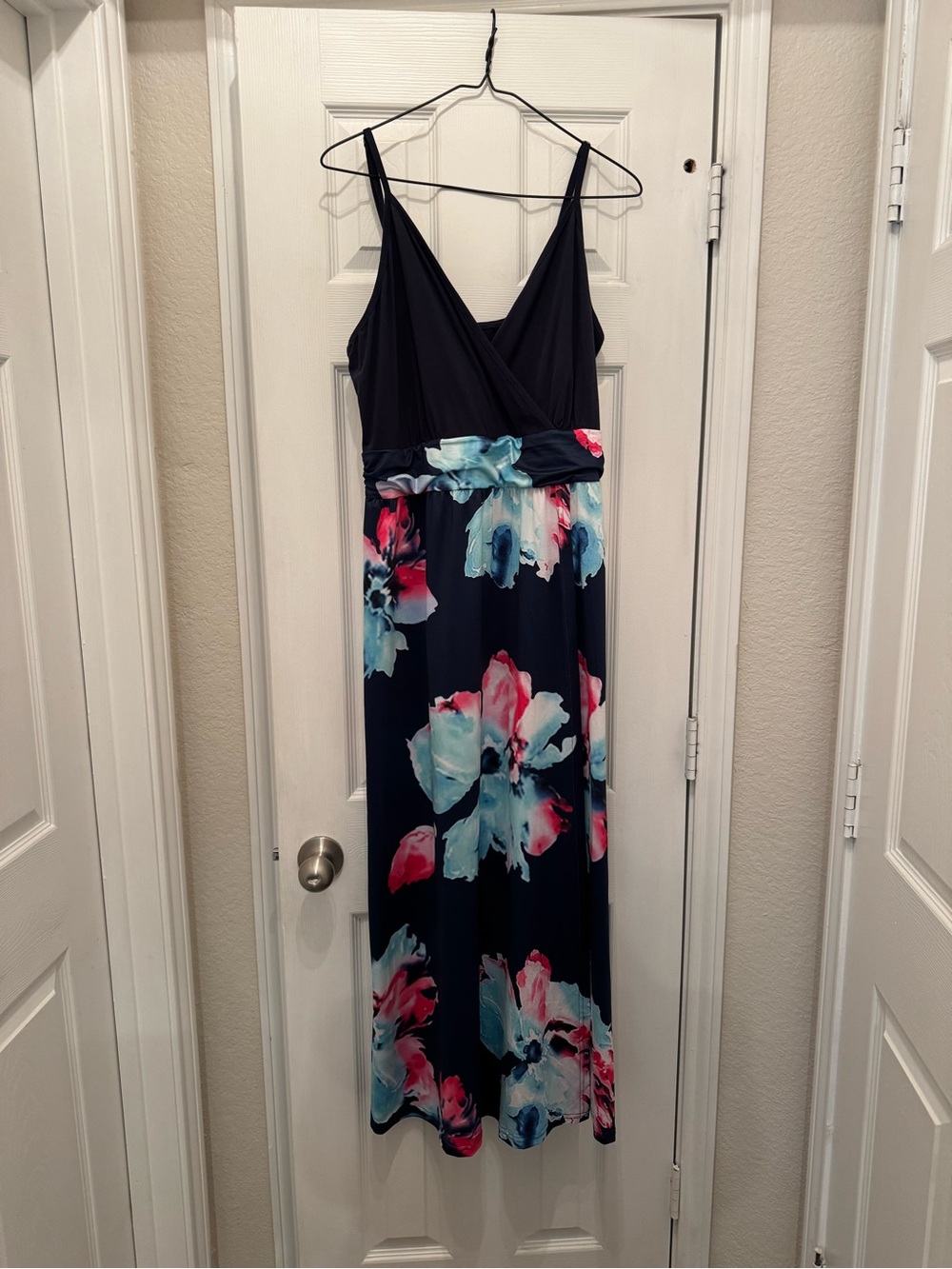 Floral Print Maxi Dress with Flowy Wrap Front - Size XL